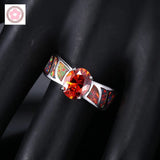 Red Crystal And Fire Opal Wedding Ring JZ0050