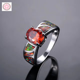 Red Crystal And Fire Opal Wedding Ring JZ0050