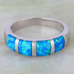 Platinum Plated Fire Opal Jewelry Women Cocktail Ring
