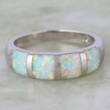 Platinum Plated Fire Opal Jewelry Women Cocktail Ring