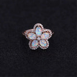 Silver Plated Fire Opal & Zircon Flower Cocktail Ring