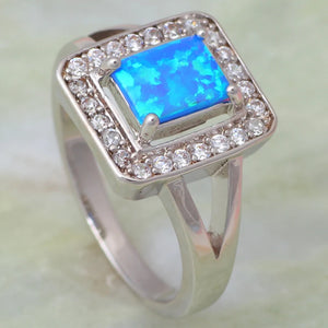 Hot Platinum Plate Opal & Zircon Flower Cocktail Ring