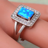 Hot Platinum Plate Opal & Zircon Flower Cocktail Ring