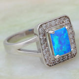Hot Platinum Plate Opal & Zircon Flower Cocktail Ring