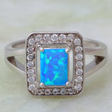 Hot Platinum Plate Opal & Zircon Flower Cocktail Ring