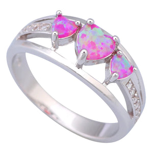 Platinum Plated Fire Opal Cocktail Ring