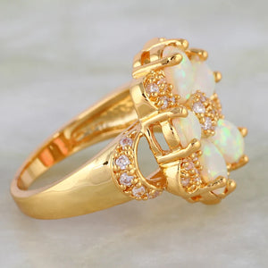 JLR747 Fire Opal & Zircon Flower Ring