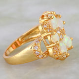 JLR747 Fire Opal & Zircon Flower Ring