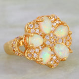 JLR747 Fire Opal & Zircon Flower Ring