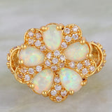 JLR747 Fire Opal & Zircon Flower Ring