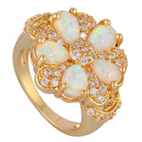 JLR747 Fire Opal & Zircon Flower Ring