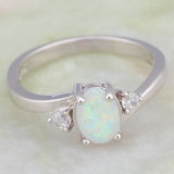 Platinum Plated Fire Opal Cocktail Ring
