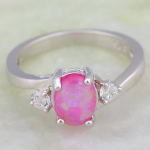 Platinum Plated Fire Opal Cocktail Ring