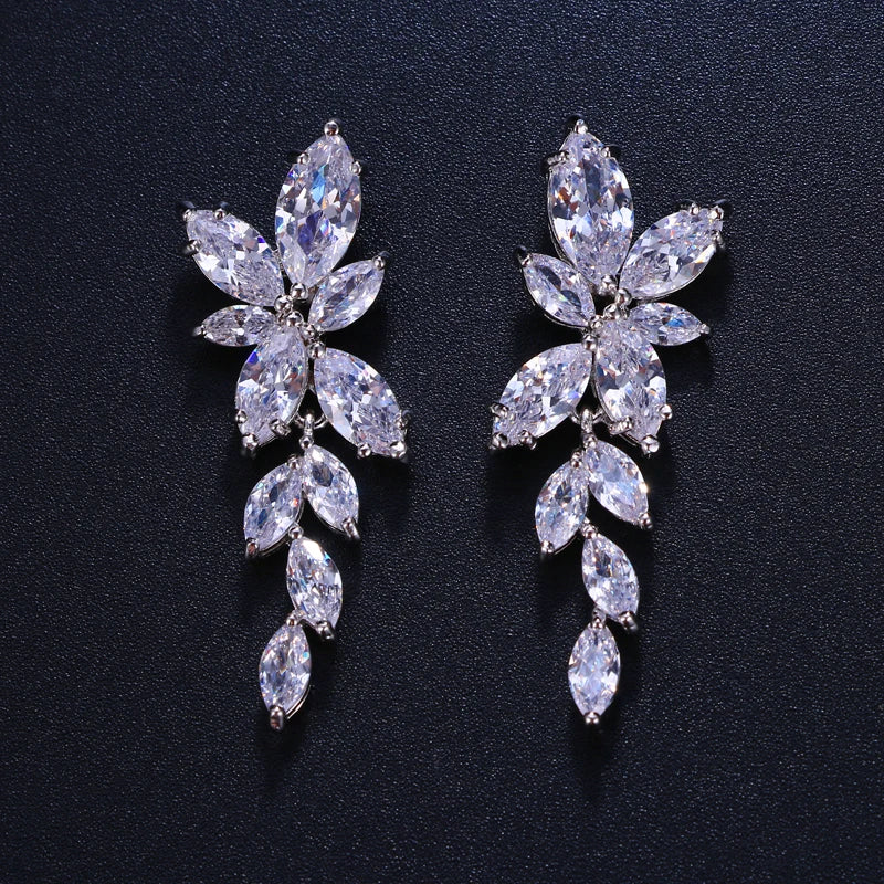Zircon Drop Earrings Chandelier AAA Cubic Zirconia Crystal Bridal Wedding Earrin