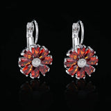 Ruby Red Stone CZ Silver Stud Earrings Wedding Jewelry Gift