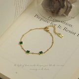 JMK INS Green Zircon Necklace Stainless steel Women Jewelry Sets