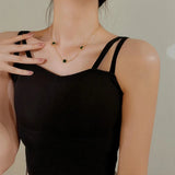 JMK INS Green Zircon Necklace Stainless steel Women Jewelry Sets