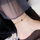 JMK INS Green Zircon Necklace Stainless steel Women Jewelry Sets