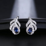 Crystal CZ Stud Dangle Earrings Silver Plated Bridal Wedding Party Jewelry