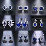 Crystal CZ Stud Dangle Earrings Silver Plated Bridal Wedding Party Jewelry