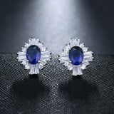 Crystal CZ Stud Dangle Earrings Silver Plated Bridal Wedding Party Jewelry