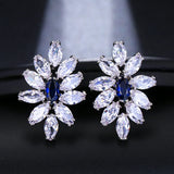 Crystal CZ Stud Dangle Earrings Silver Plated Bridal Wedding Party Jewelry