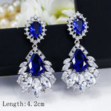 Crystal CZ Stud Dangle Earrings Silver Plated Bridal Wedding Party Jewelry