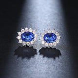Crystal CZ Stud Dangle Earrings Silver Plated Bridal Wedding Party Jewelry