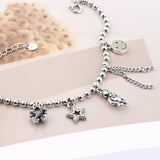 925 Silver Bear Star Tassel Bracelet, Party Jewelry Gift