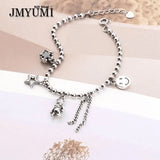 925 Silver Bear Star Tassel Bracelet, Party Jewelry Gift