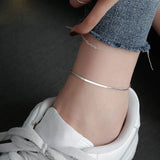 925 Silver Snake Bone Anklet Women's Bracelet