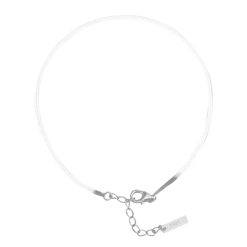 925 Silver Snake Bone Anklet Women's Bracelet