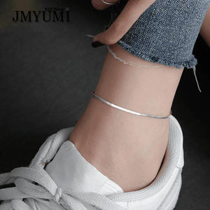 925 Silver Snake Bone Anklet Women's Bracelet