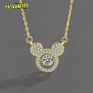 925 Silver Crystal Zircon Flower Clover Necklace