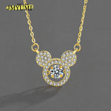925 Silver Crystal Zircon Flower Clover Necklace