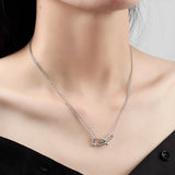 925 Silver Crystal Zircon Clover Pendant Necklace 18"