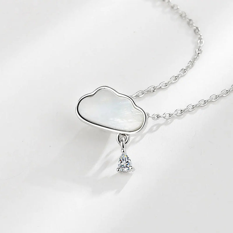 925 Silver Crystal Zircon Flower Clover Pendant Necklace