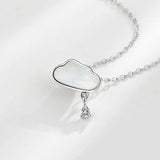 925 Silver Crystal Zircon Flower Clover Pendant Necklace