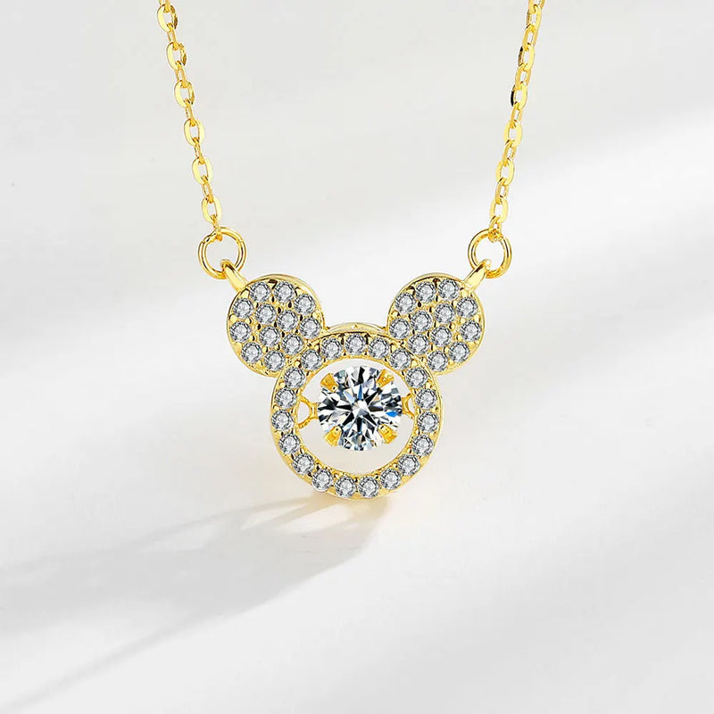 925 Silver Crystal Zircon Flower Clover Necklace