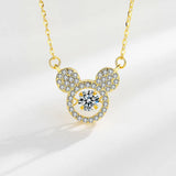 925 Silver Crystal Zircon Flower Clover Necklace