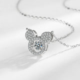 925 Silver Crystal Zircon Flower Clover Necklace