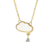 925 Silver Crystal Zircon Flower Clover Pendant Necklace