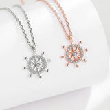 925 Silver Zircon Flower Clover Pendant Necklace