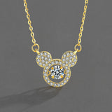 925 Silver Crystal Zircon Flower Clover Necklace