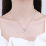 925 Silver Flower Clover Pendant Necklace with Crystal Zircon