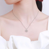 925 Silver Zircon Flower Clover Pendant Necklace