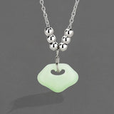 925 Silver Flower Clover Pendant Necklace with Crystal Zircon