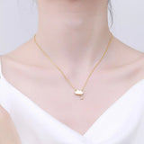 925 Silver Crystal Zircon Flower Clover Pendant Necklace