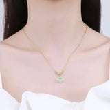 925 Silver Flower Clover Pendant Necklace with Crystal Zircon