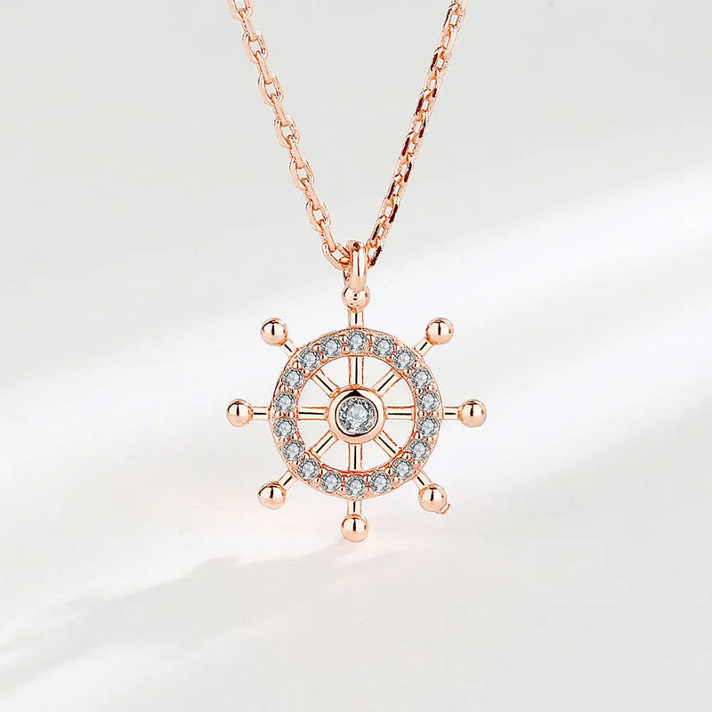 925 Silver Zircon Flower Clover Pendant Necklace